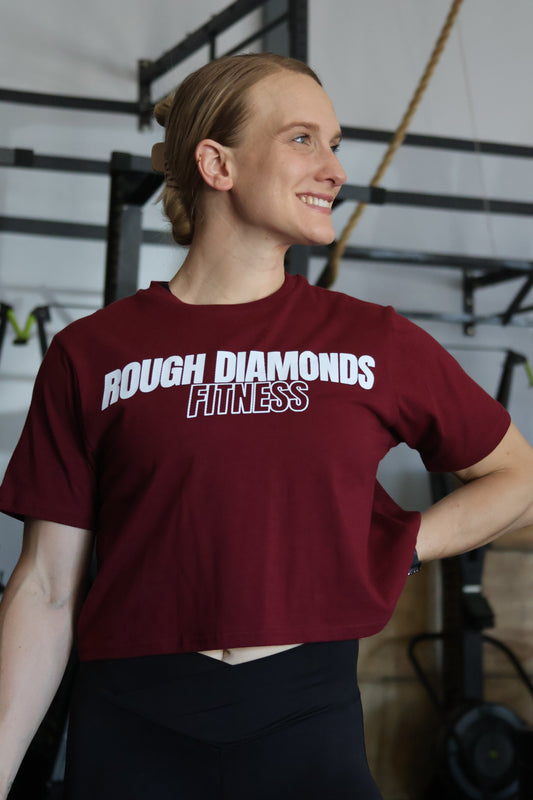 Ladies "MAROON" crop t-shirt