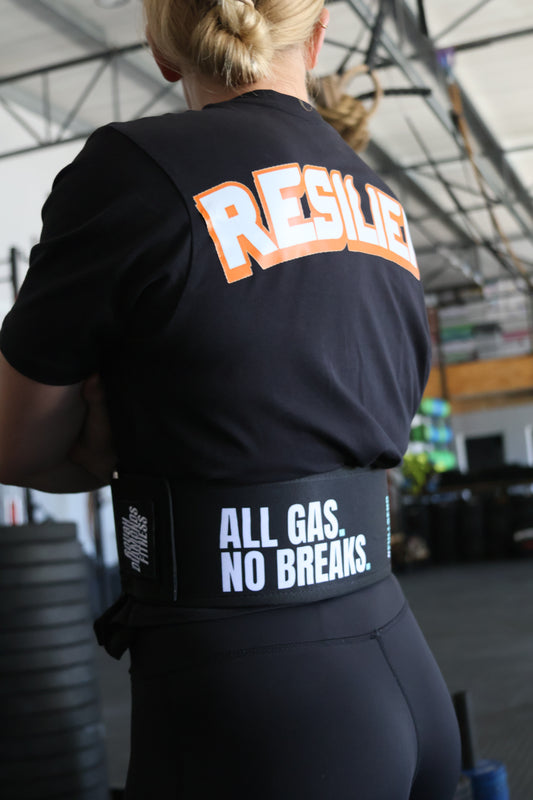 Velcro "ALL GAS NO BREAKS" Weightlifting Belt